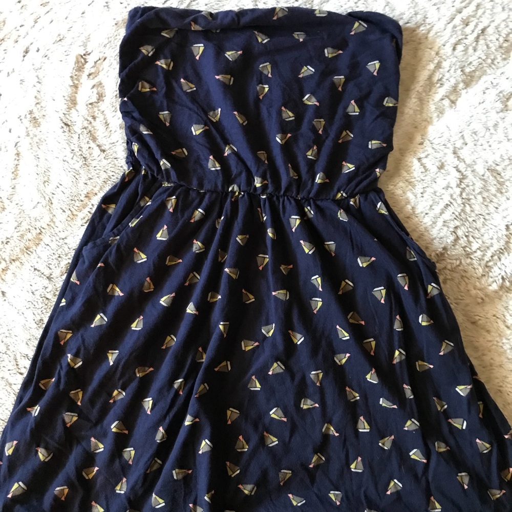 GAP Strapless Navy Blue Mini Dress With Print